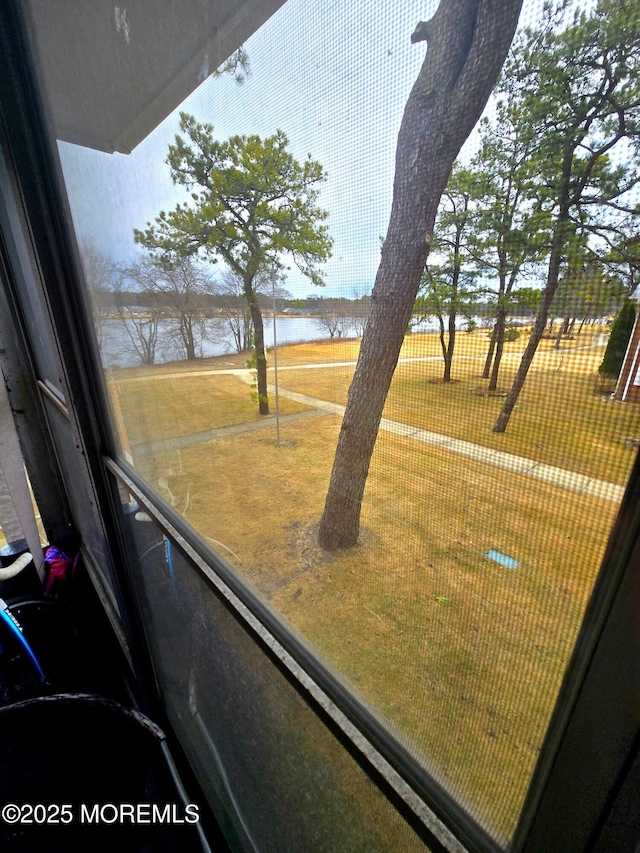 view of yard with a water view