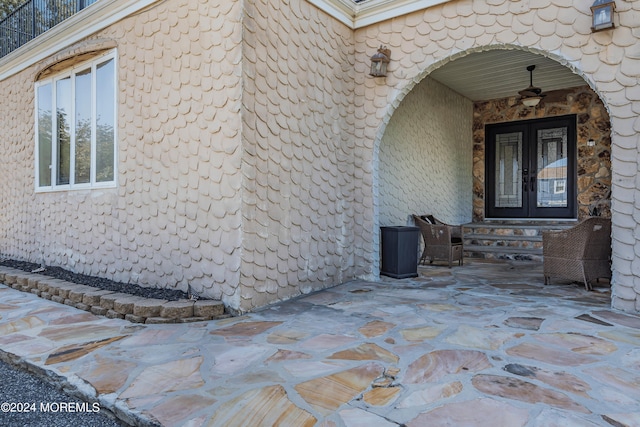 property entrance with french doors