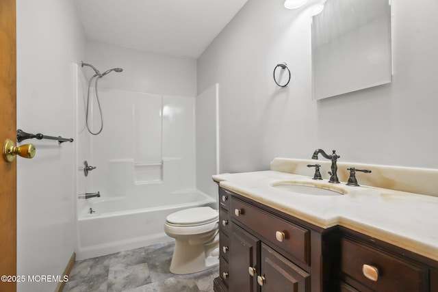 full bath with vanity, toilet, and shower / bathtub combination