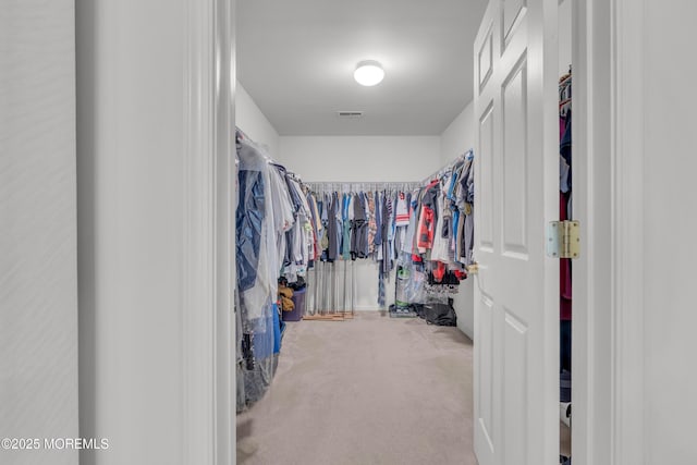 walk in closet with carpet flooring and visible vents