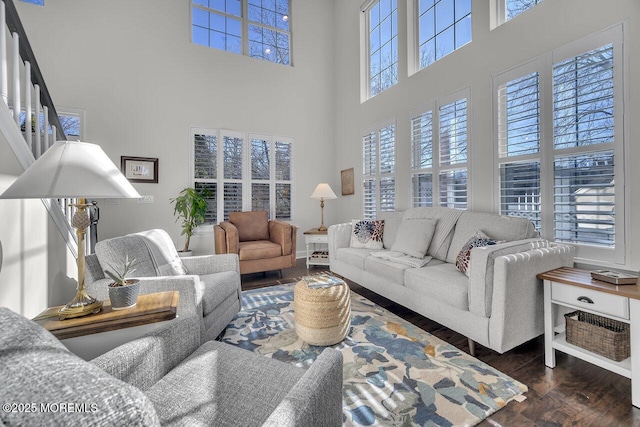 living room with wood finished floors