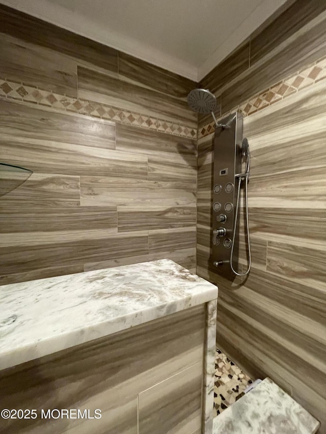 123 Harbor Inn Rd, Bayville, NJ 08721 - bathroom featuring tiled shower and a relaxing sauna