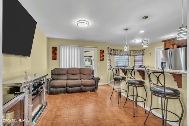 living room with baseboards