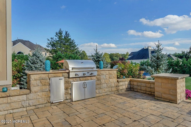 view of patio / terrace with area for grilling and a grill