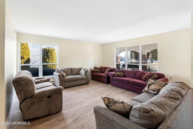 living area with wood finished floors