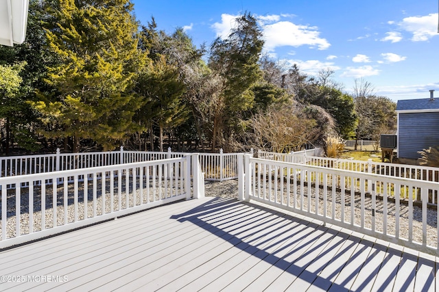 wooden deck featuring fence