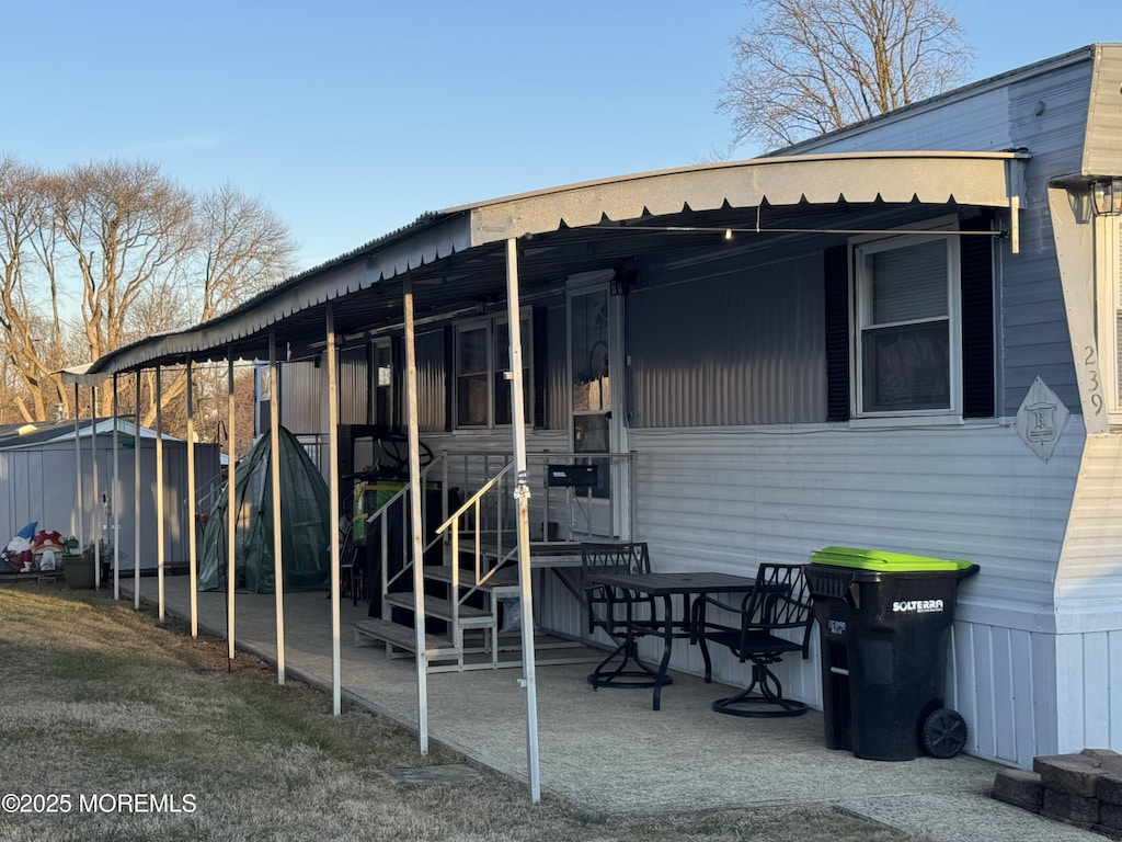 exterior space with an outdoor structure