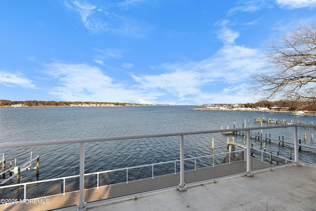 dock area featuring a water view