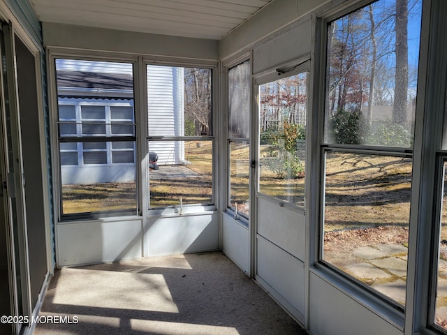 view of unfurnished sunroom