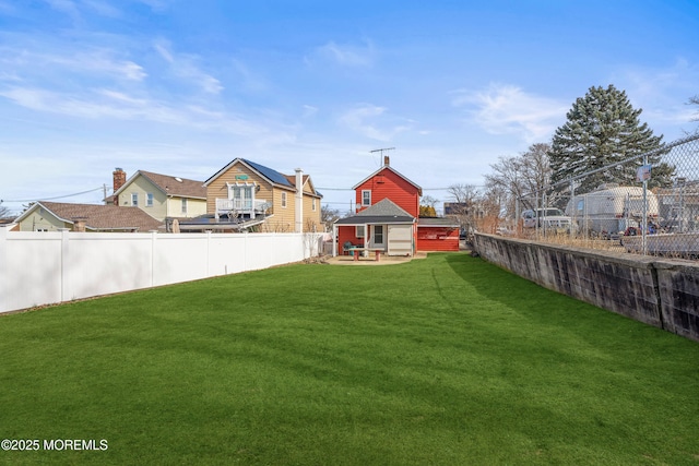 view of yard with a fenced backyard