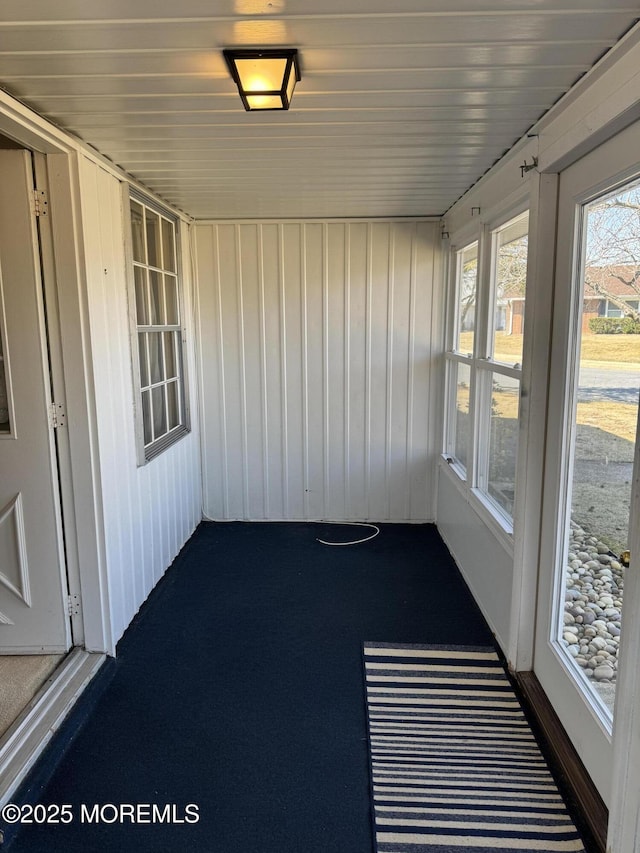 view of unfurnished sunroom