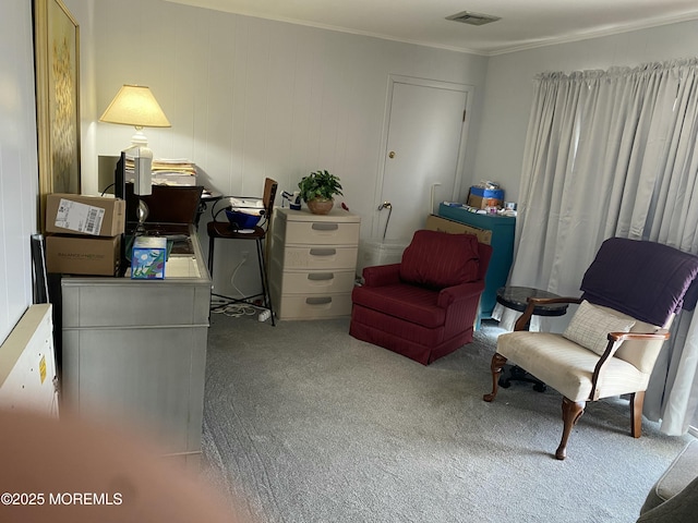 550 Wall St, Eatontown, NJ 07724 - carpeted home office featuring crown molding