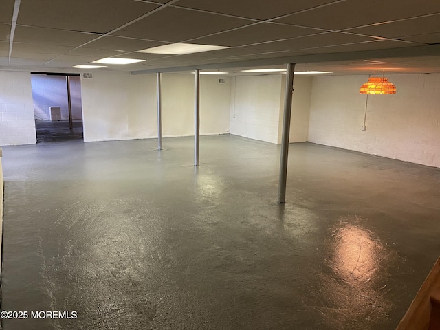 550 Wall St, Eatontown, NJ 07724 - finished below grade area featuring concrete block wall and a paneled ceiling