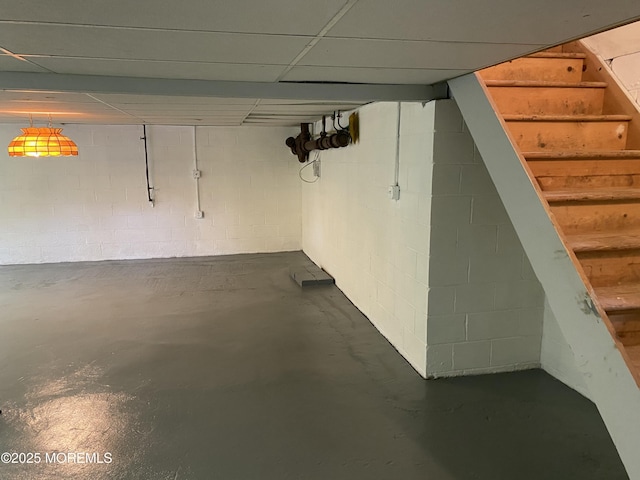 550 Wall St, Eatontown, NJ 07724 - below grade area with stairs and concrete block wall
