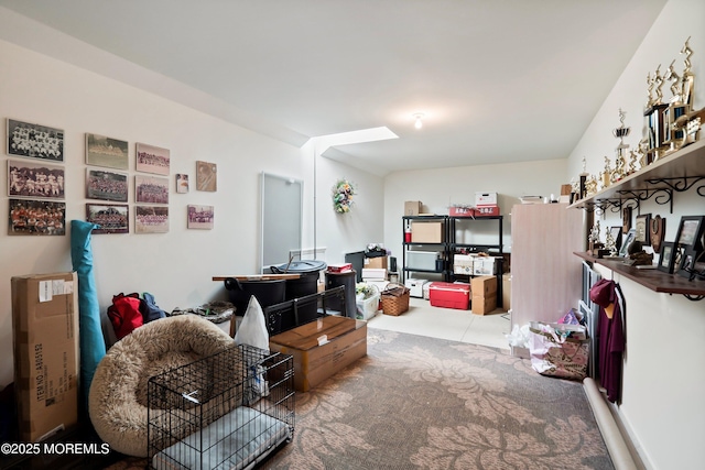 interior space with a skylight