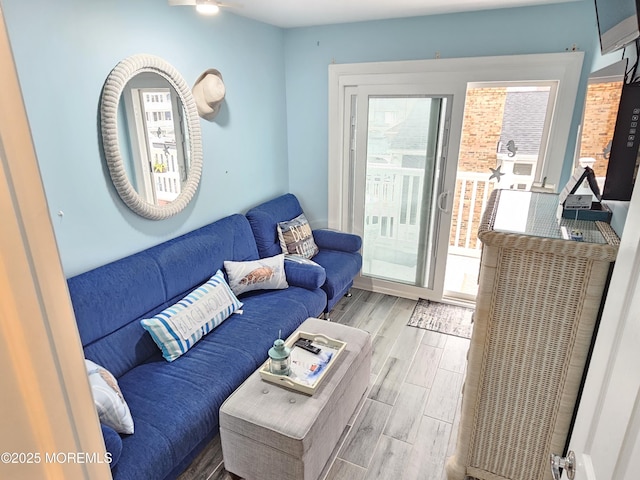 living room with wood finish floors