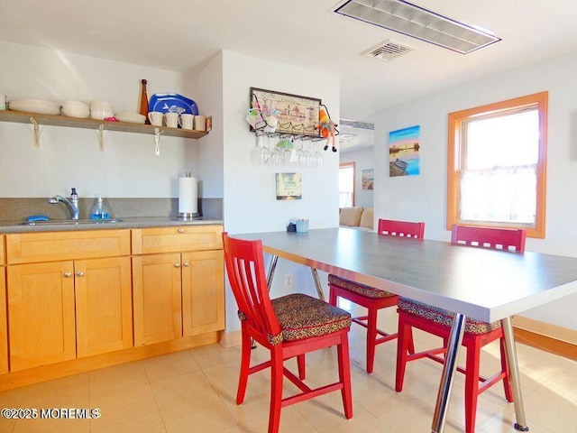 kitchen with visible vents and a sink