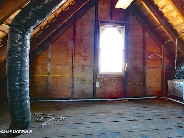 view of unfinished attic