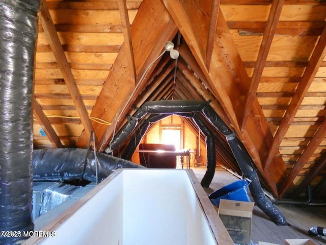 view of unfinished attic