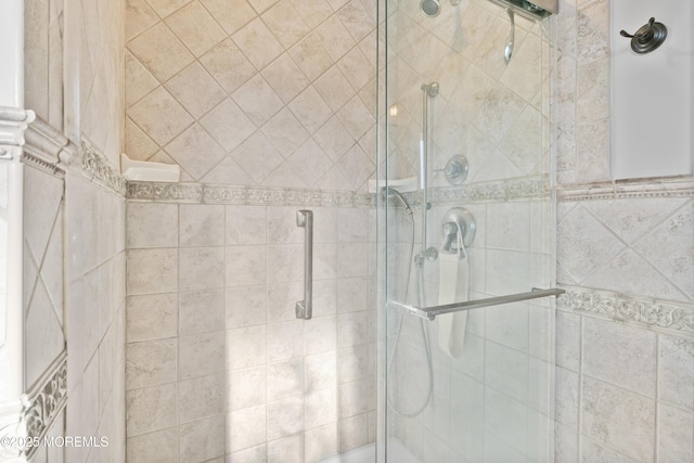 interior details with a stall shower