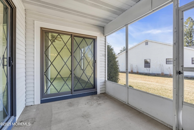 view of unfurnished sunroom