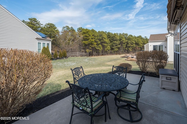 view of patio / terrace featuring outdoor dining area and fence