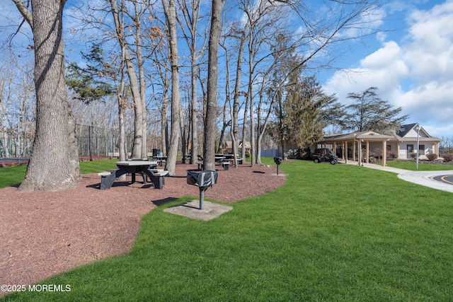 view of community with playground community and a lawn