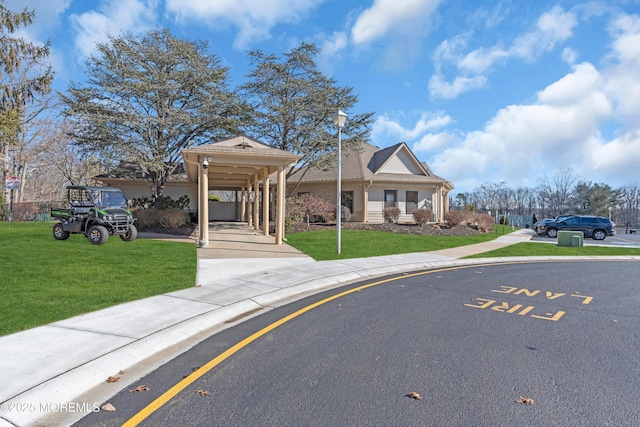 view of front of home featuring a front lawn