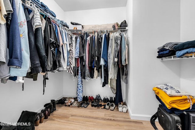 spacious closet with wood finished floors