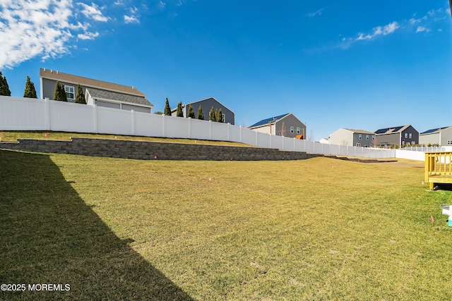 view of yard featuring a fenced backyard