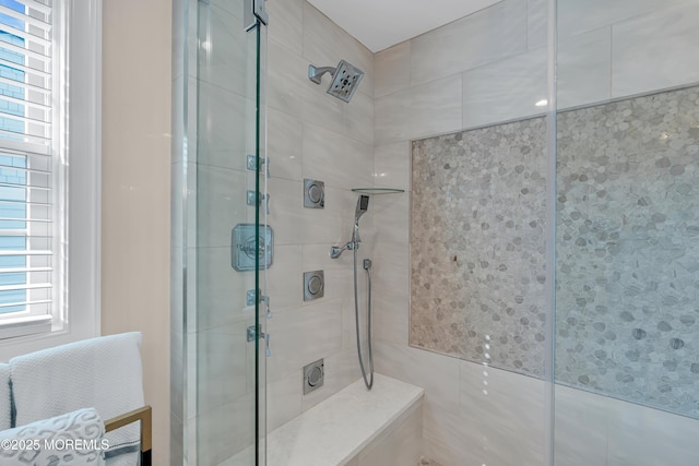 full bathroom with a shower stall