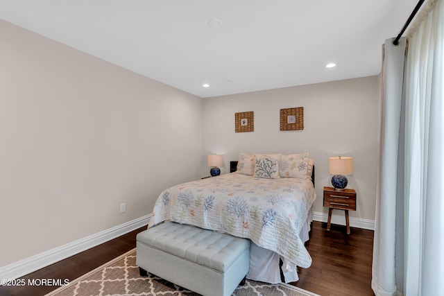 bedroom featuring recessed lighting, baseboards, and wood finished floors