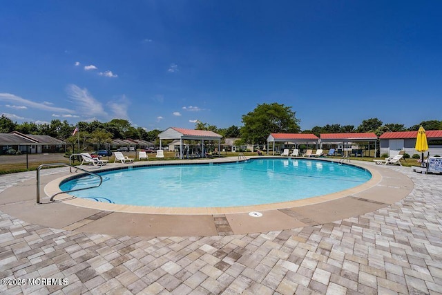 pool with a gazebo