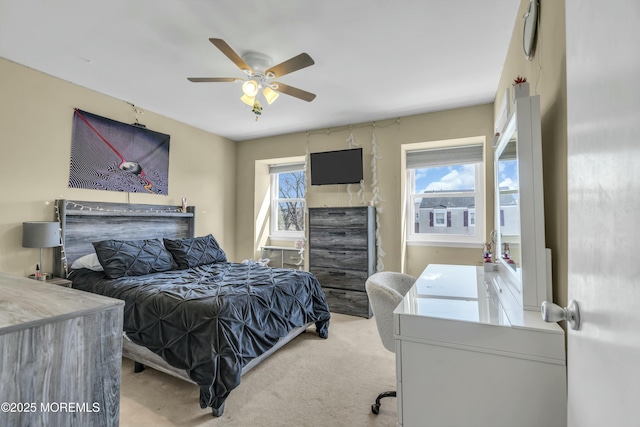 bedroom with carpet flooring and ceiling fan