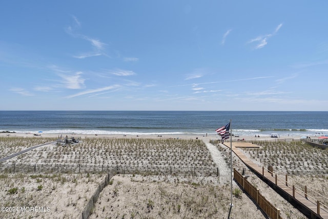 view of water feature featuring a beach view