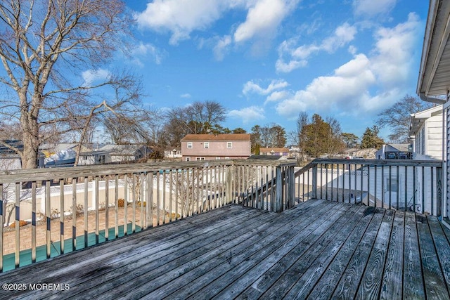 deck with a residential view