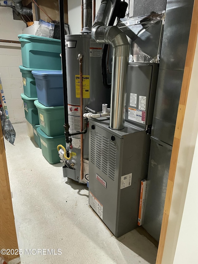 utility room with gas water heater