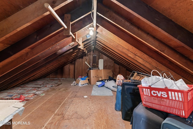 view of unfinished attic