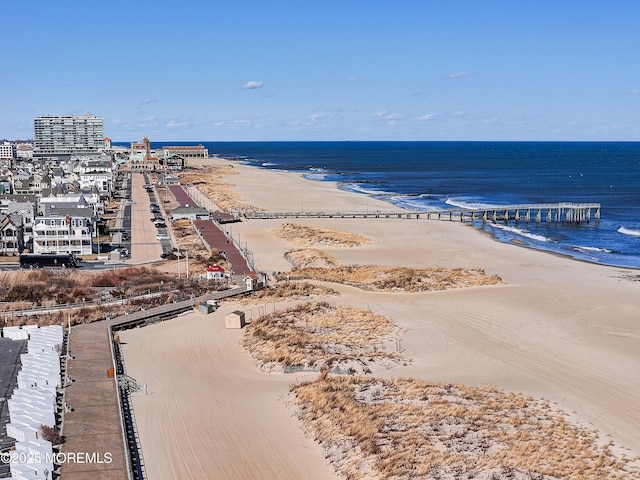 property view of water featuring a view of the beach