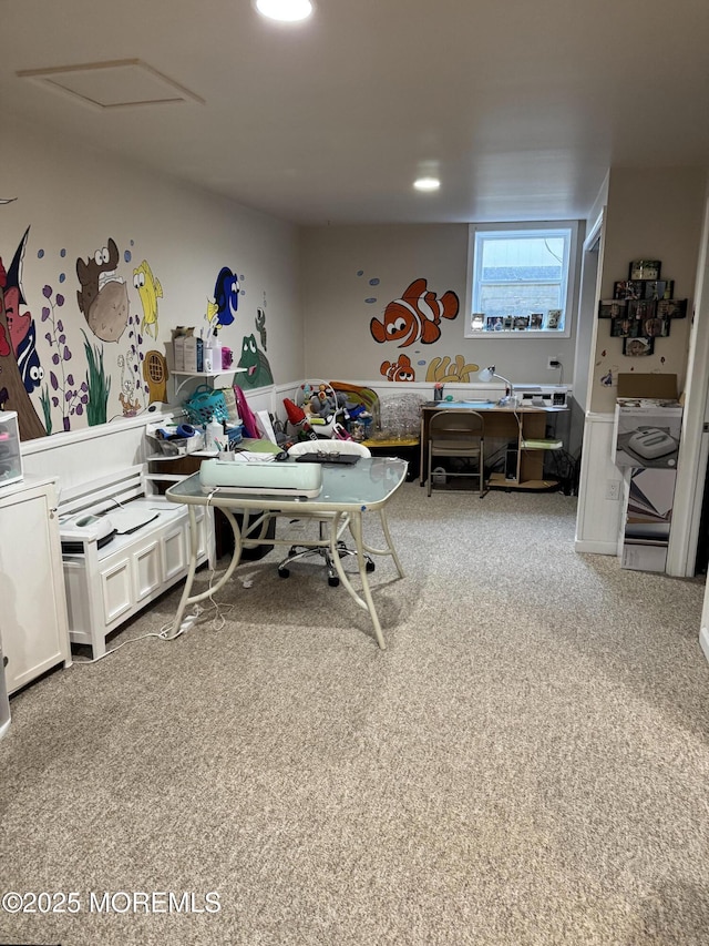 playroom featuring carpet flooring