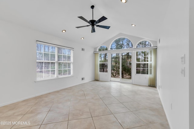 2978 Springwater Ct, Toms River, NJ 08755 - empty room featuring tile patterned flooring, recessed lighting, visible vents, and ceiling fan