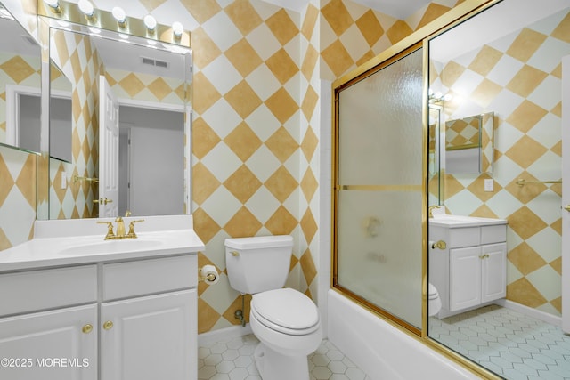 2978 Springwater Ct, Toms River, NJ 08755 - full bath with visible vents, toilet, tile patterned flooring, enclosed tub / shower combo, and vanity