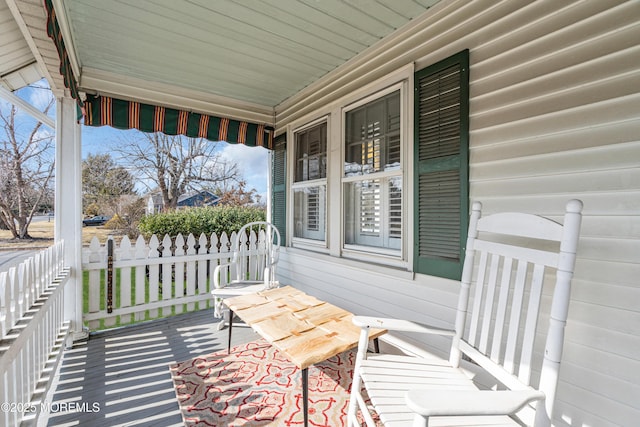 deck with a porch