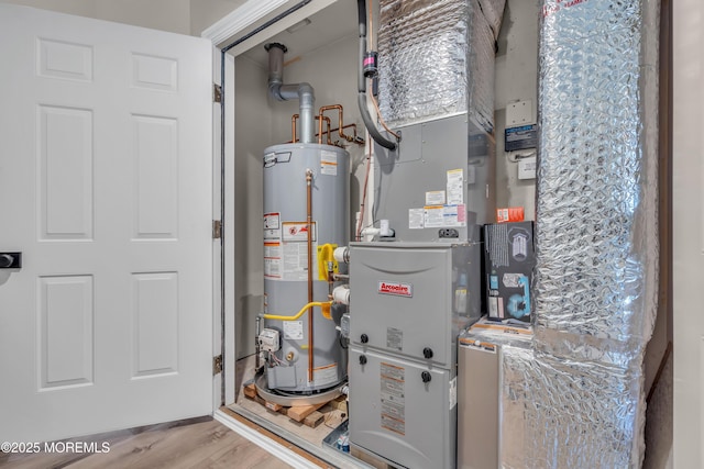 utility room with gas water heater