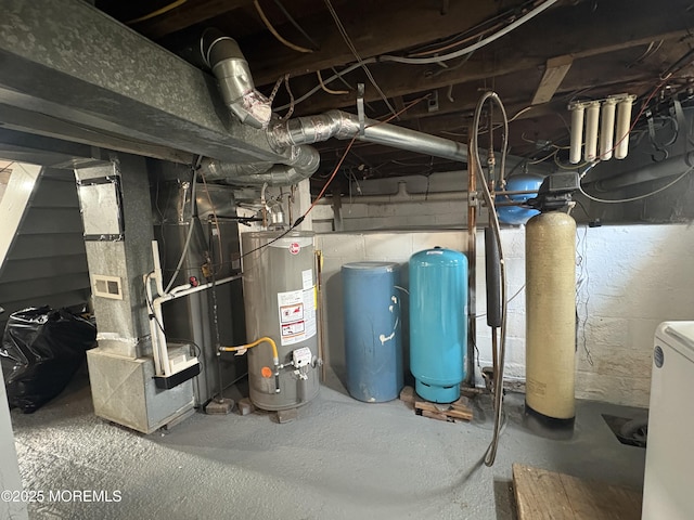 utility room featuring water heater