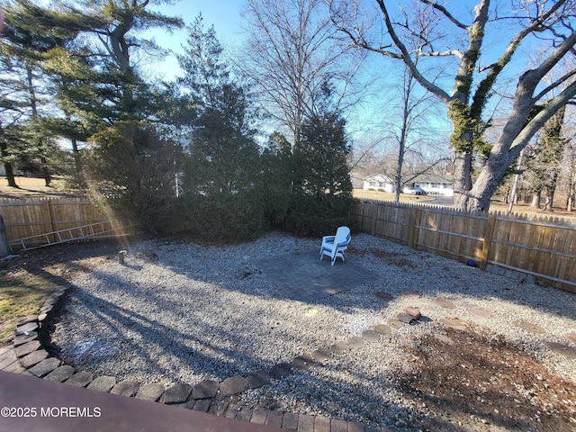 view of yard featuring a patio area and a fenced backyard