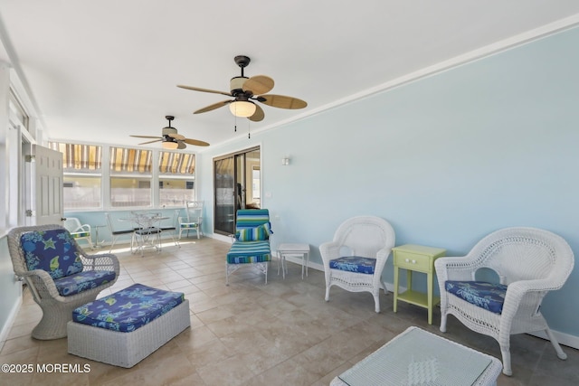 view of patio / terrace featuring ceiling fan