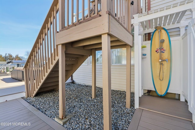 wooden terrace with stairs