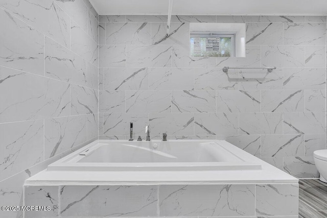 136 Van Brackle Rd, Matawan, NJ 07747 - full bath with a garden tub, tile walls, and toilet