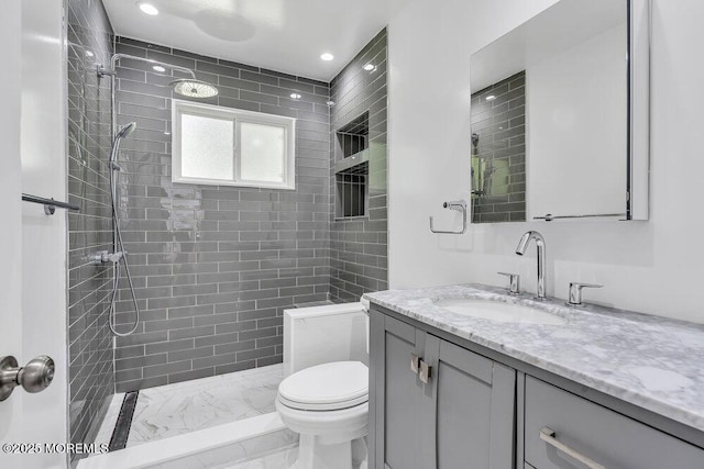 136 Van Brackle Rd, Matawan, NJ 07747 - bathroom with vanity, a tile shower, and toilet